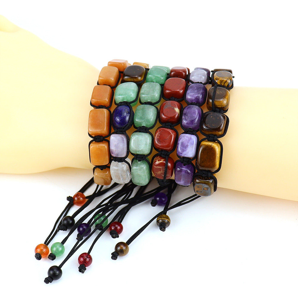 Wholesale Crystal Beaded Bracelet Geometric Rectangular Stone Yoga Accessory Boutique Resale