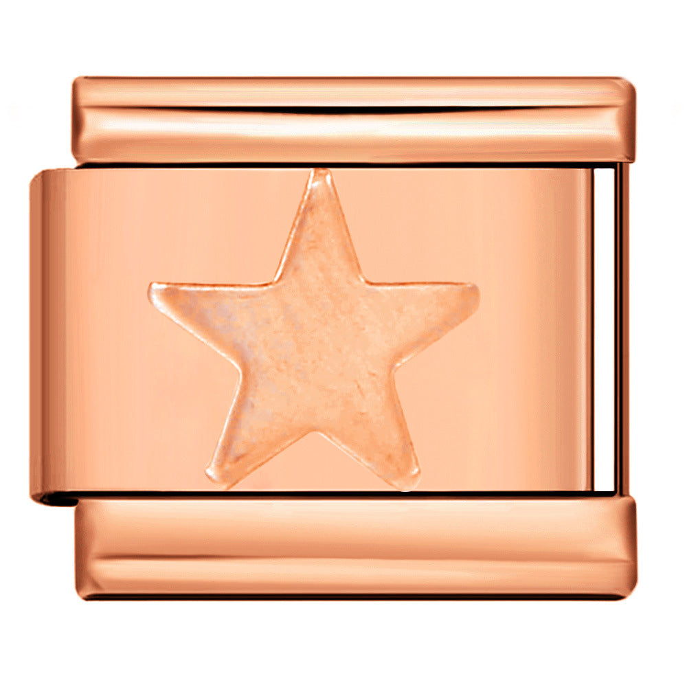 Wholesale Italian Charm Bracelet 9mm DIY Splicing Rose Gold Series Stainless Steel Composable Bracelet