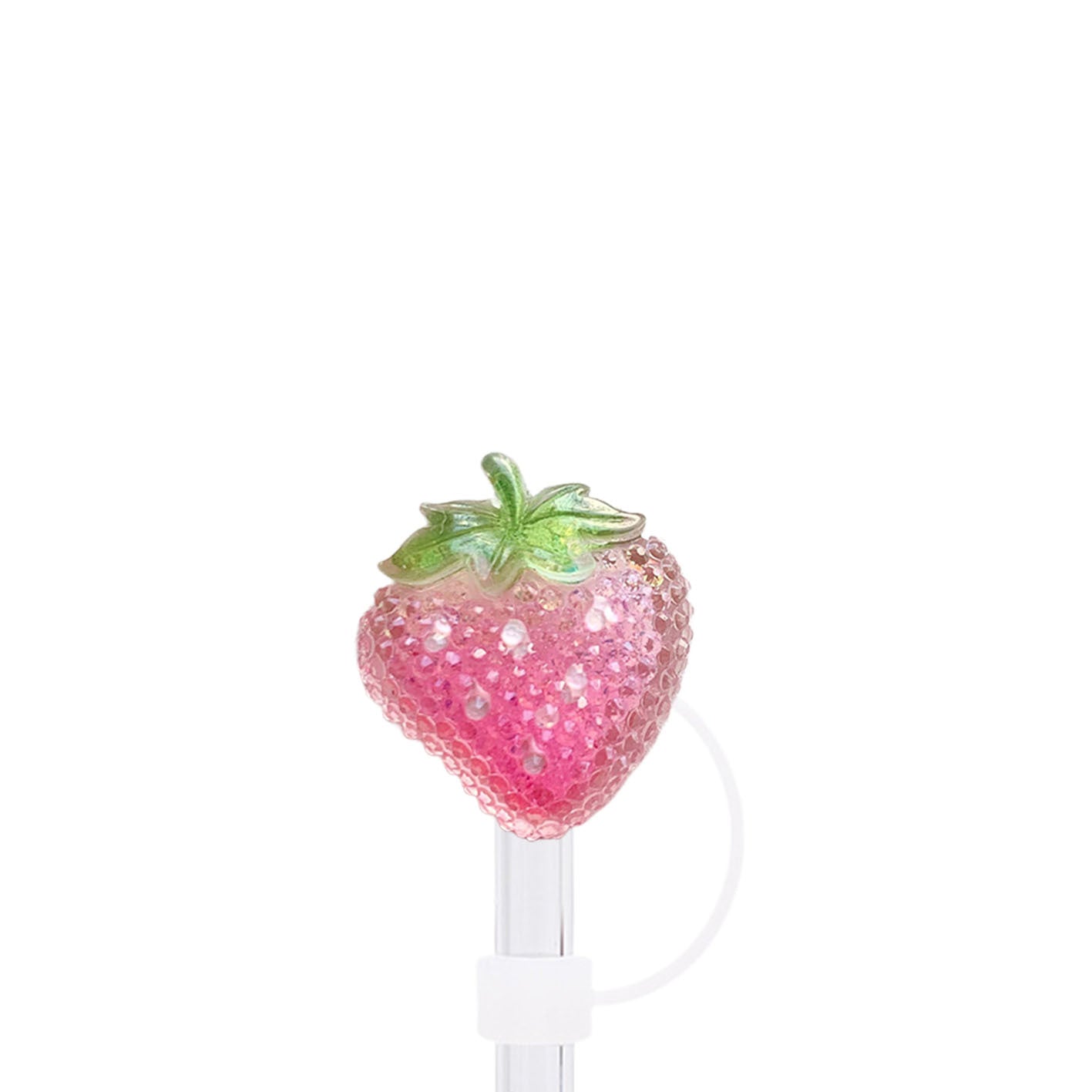Wholesale 50pcs Glitter Sugar Strawberry Flowers Straw Cover Straw Tube Cap