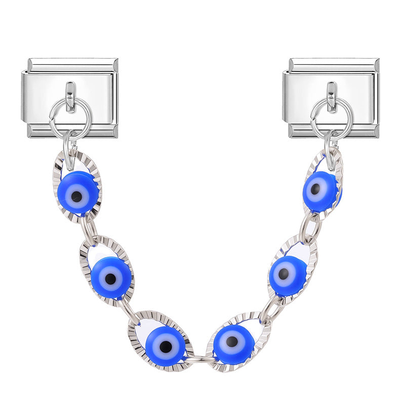 Wholesale Italian Charm Bracelet 9mm DIY Splicing Silver Double Pendant Stainless Steel Composable Bracelet