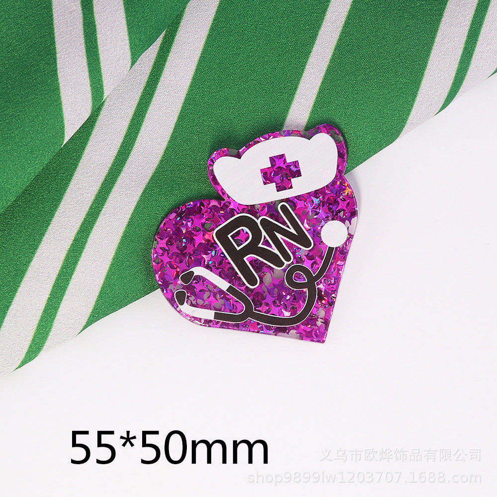 Wholesale 10pcs DIY Flatback Cartoon Medical Acrylic Flatback Badge Reels Retractable Keychain DIY Accessories ACC-FK-OuYe012