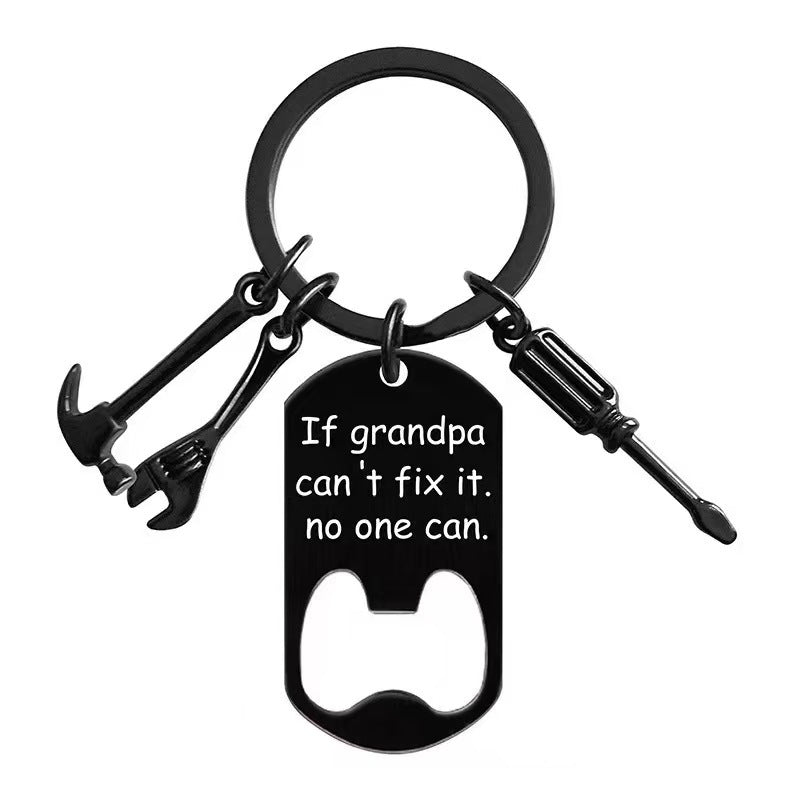 Wholesale  Father's Day DIY Titanium Steel Multi-function Bottle Opener Creative Engraving Keychain Pendant