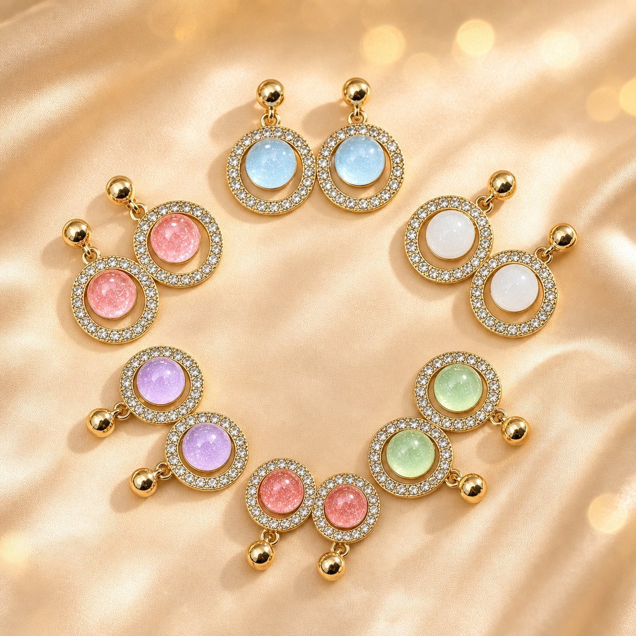 Wholesale Geometric Green Rhinestone Earrings Party Wear Jewelry Accessory for Boutique Resale