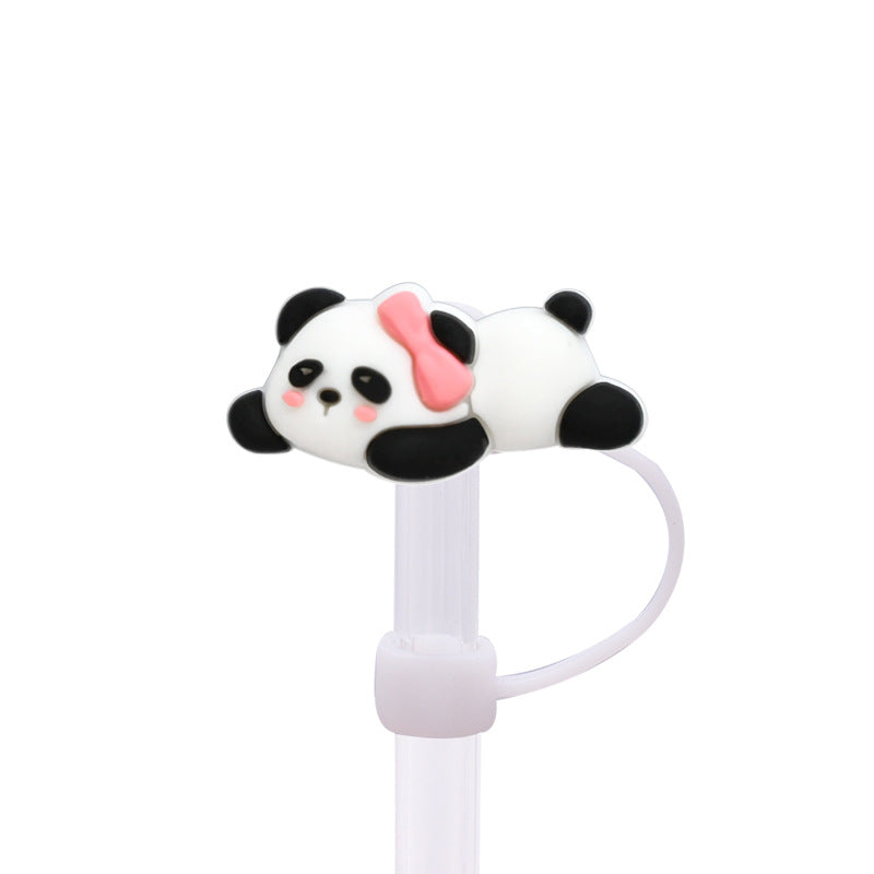 Wholesale Random 100pcs Cute Panda Straw Cover 10MM Straw Tube Cap