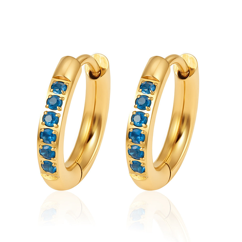 Wholesale Geometric Zircon Earrings,  Stainless Steel 18K Gold Plated,  Fashion Accessory for Women,  Boutique Resale