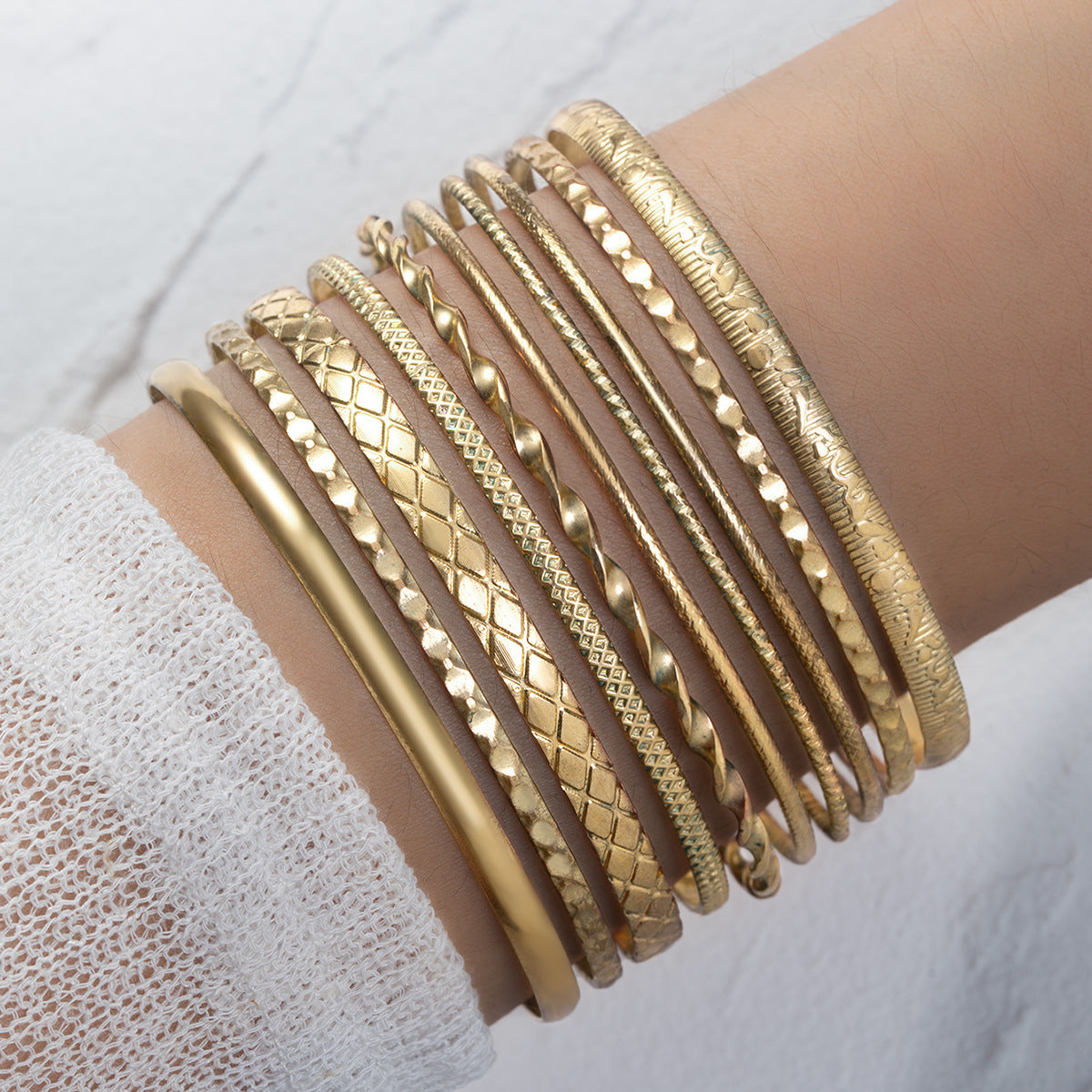 Wholesale Fashion Wide Face Carved  Alloy Personality Multi-Piece Bracelet