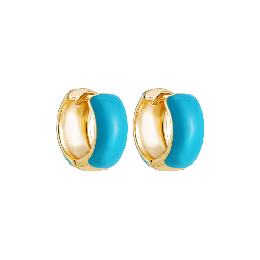 Wholesale  drop oil enamel candy-colored earrings double-sided color love ear buckle
