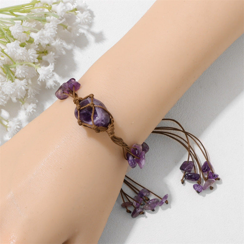Wholesale Handmade Crystal Bracelet Amethyst Tiger Eye Gemstone Jewelry Accessory