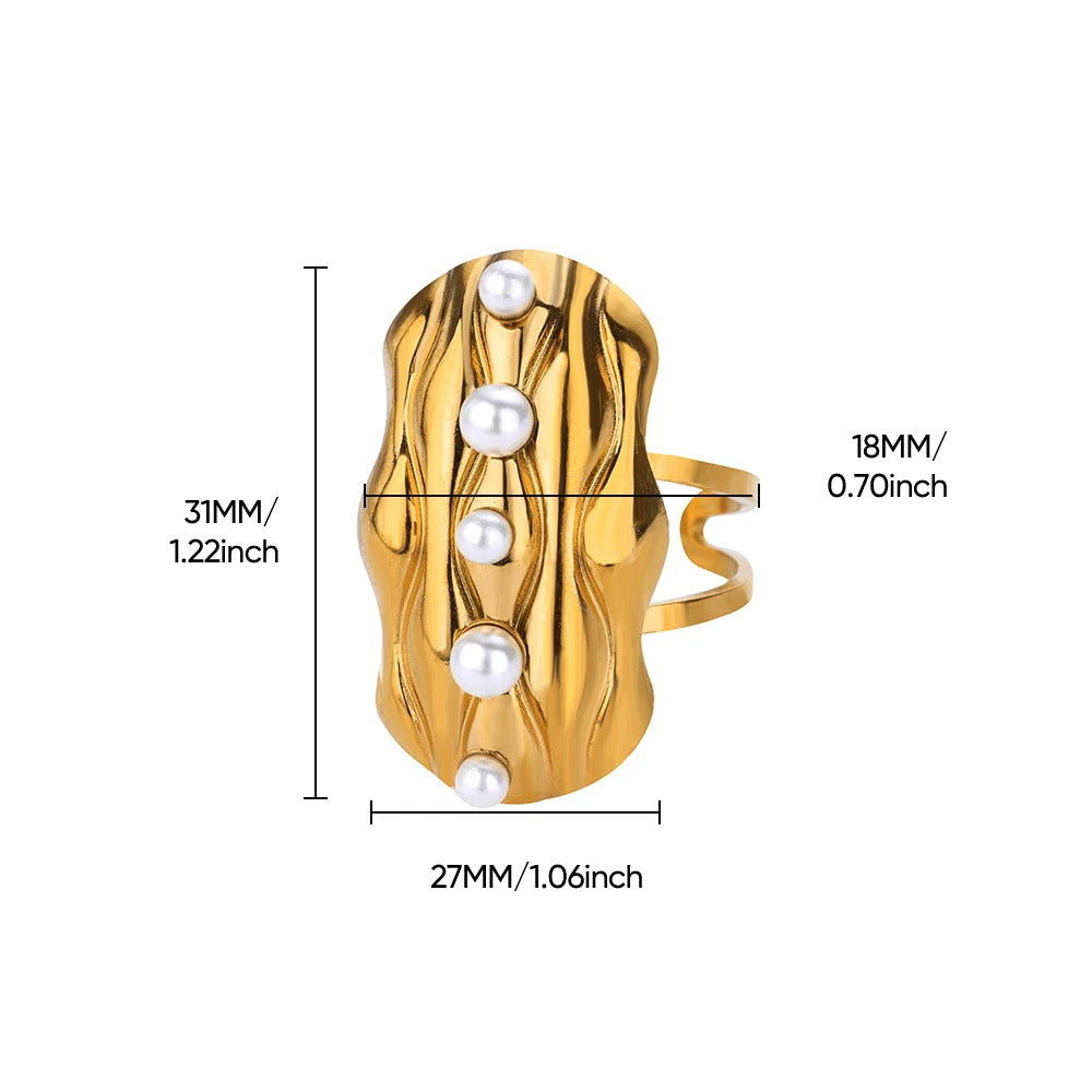 Wholesale Stainless Steel Pearl Starfish Shell Ring