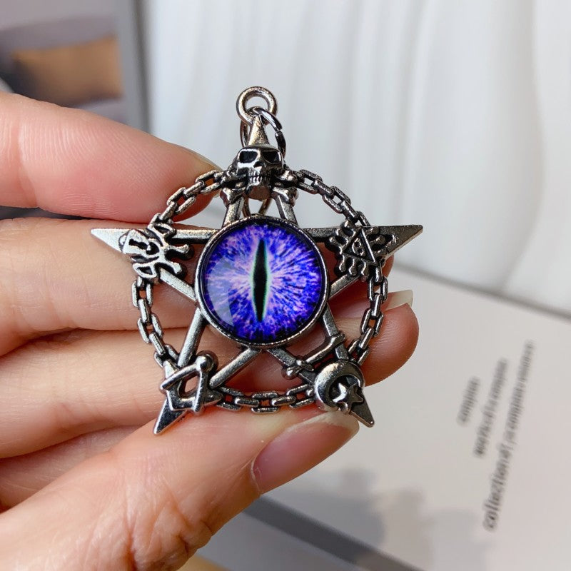 Wholesale Demon Eye Pentagram Skull Hollow Zinc Alloy Keychain ACC-KC-YiDa001