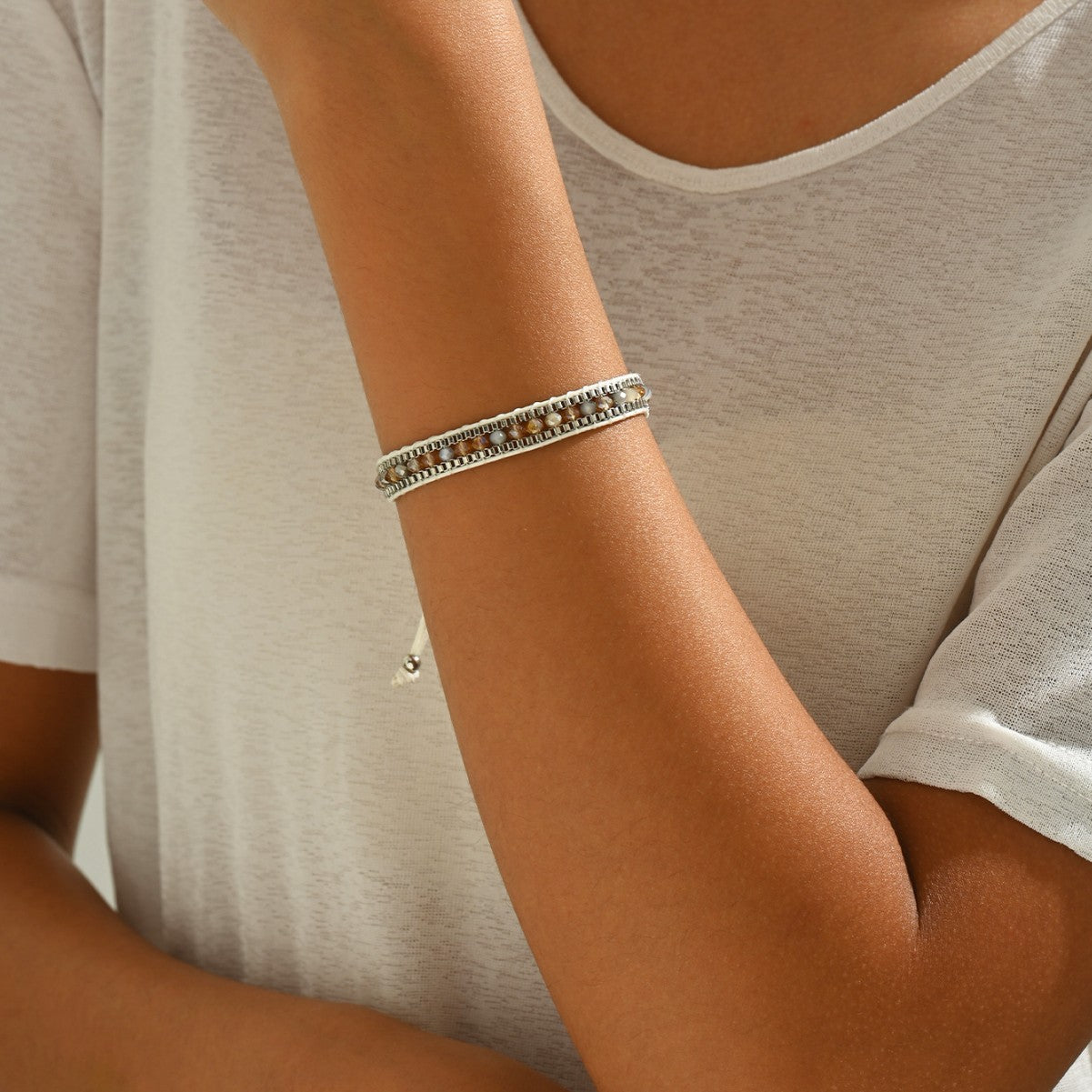 Wholesale  braided bracelet versatile glass retro  mixed color  bracelet