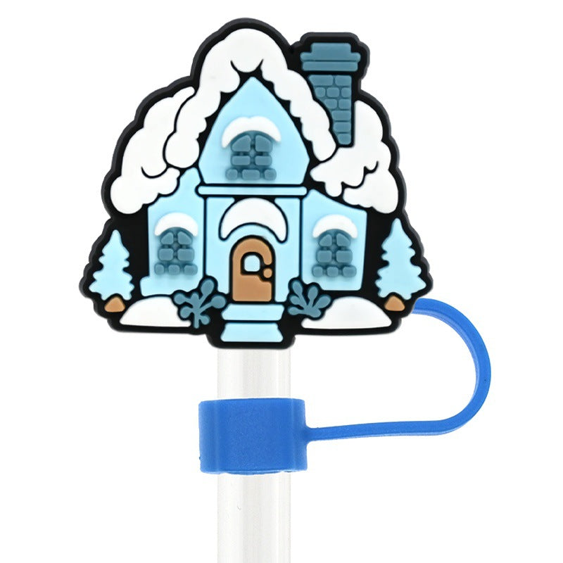 Wholesale Random 100pcs Cute Ice and Snow Series 10mm PVC Soft Straw Tube Cap  ACC-SCR-RYY109