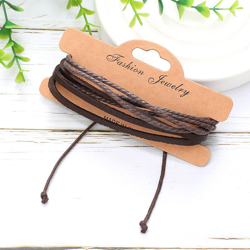 Wholesale Multi-layer Hand-woven Vintage PU Leather Bracelet ACC-BT-YTian013