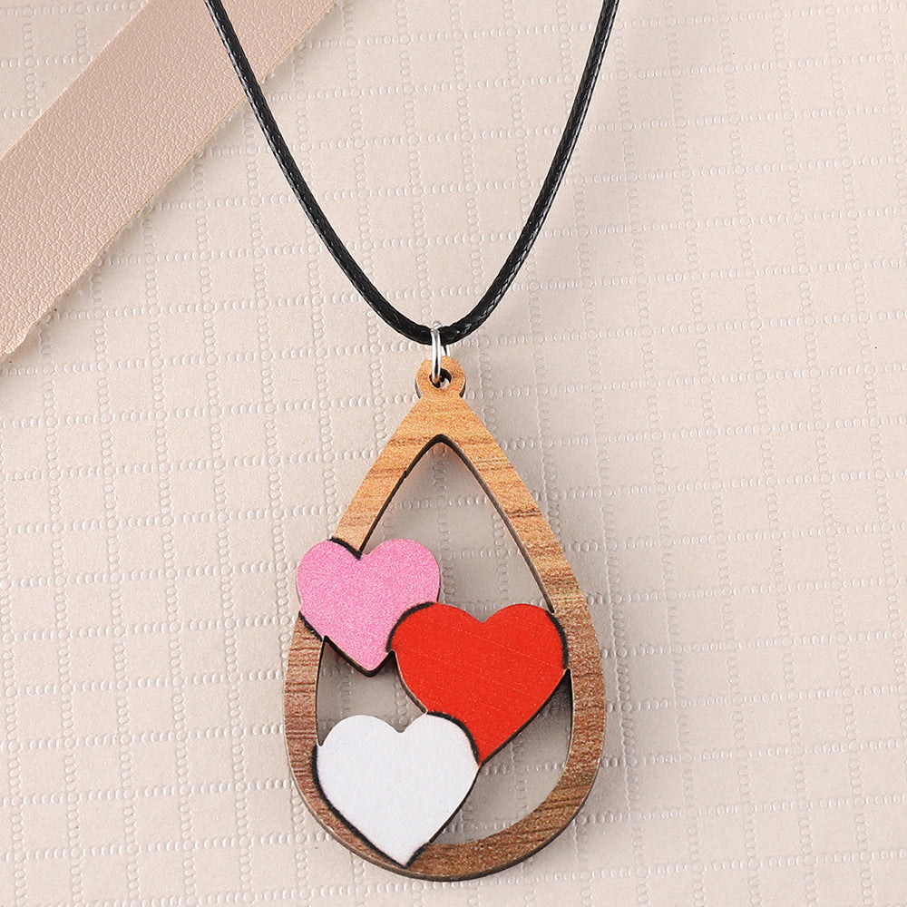 Wholesale Wooden Valentine' s Day Heart Earrings