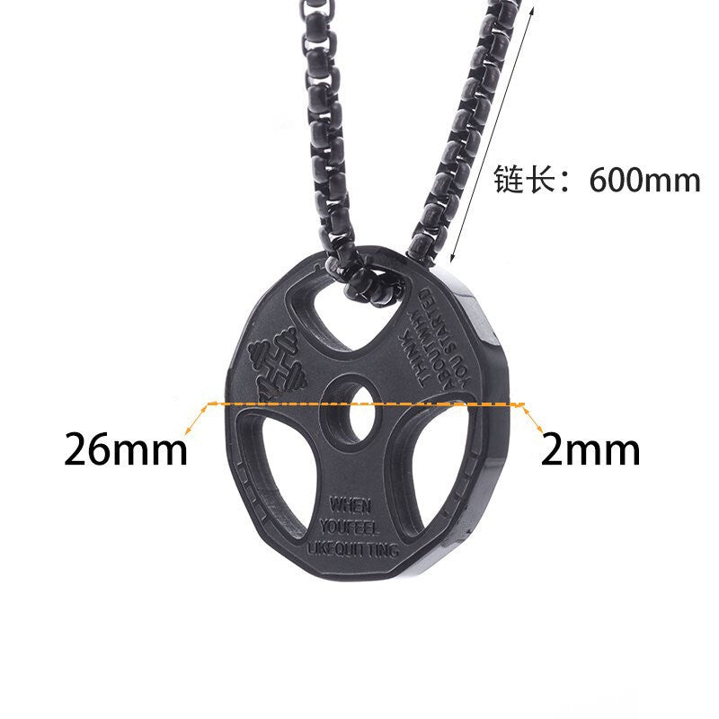 Wholesale dumbbell plate sports barbell men's necklace