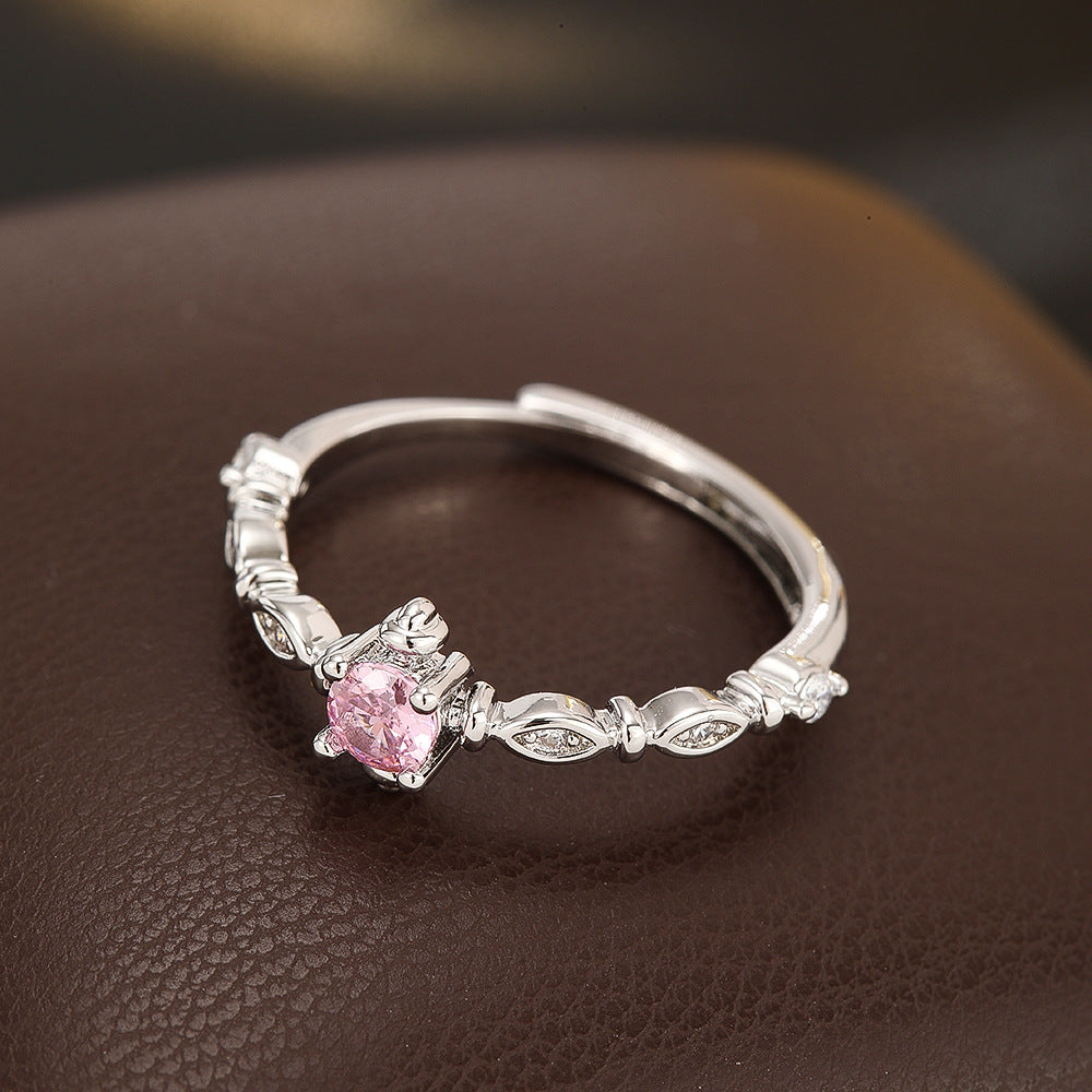 Wholesale Snowflake Geometric Open Ring For Women Silver Pink Zircon Stone Electroplated Fashion Accessory For Everyday Wear And Boutique Resale