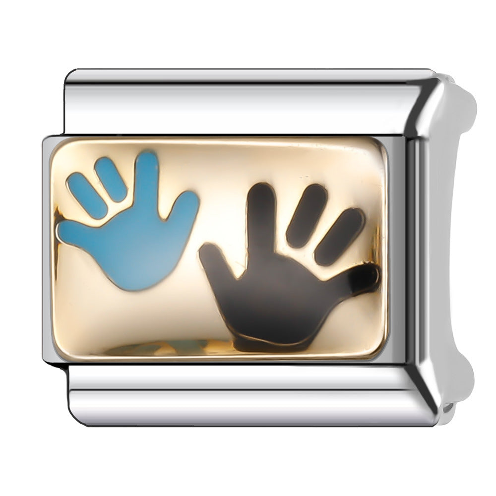 Wholesale Italian Charm Bracelet 9mm DIY Splicing Gold Chess Series Stainless Steel Composable Bracelet