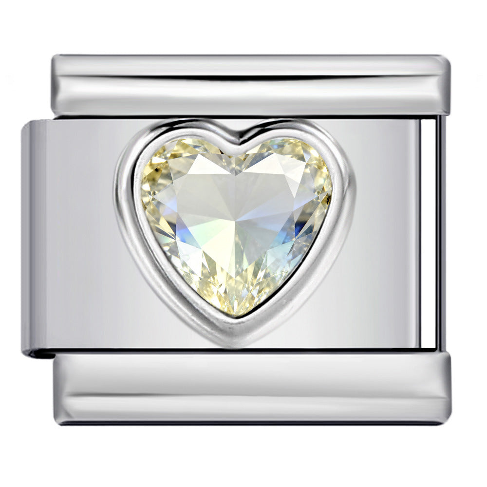 Wholesale Love Micro-inlaid Color Stone Italian Module Bracelet Stainless Steel Charms