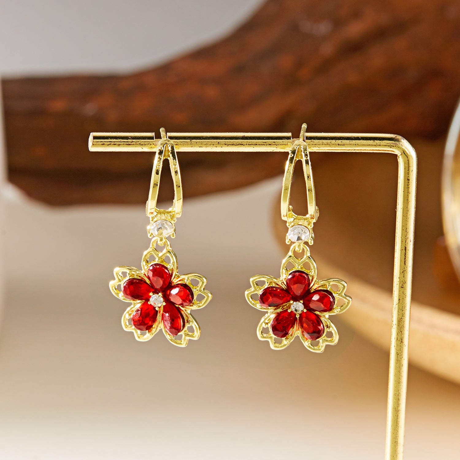 Wholesale  flower earrings  multi-color crystal  earrings