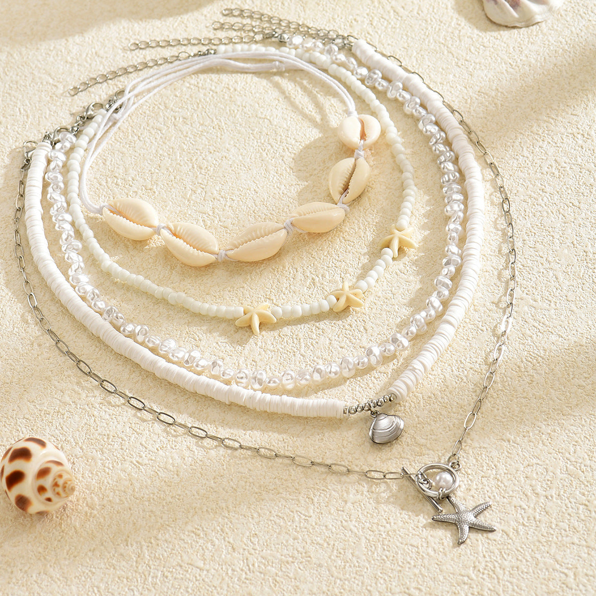 Wholesale Pearl Shell Starfish Necklace Set