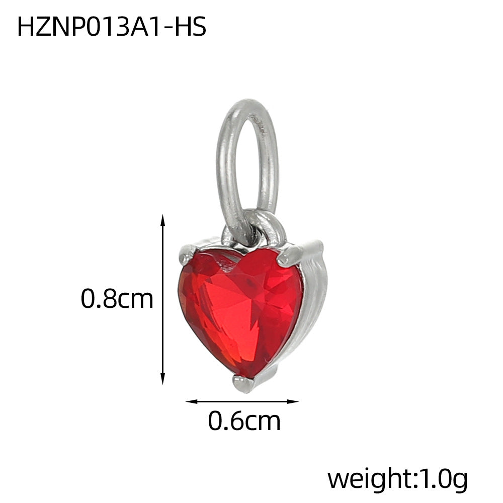 Wholesale stainless steel heart-shaped zircon pendant