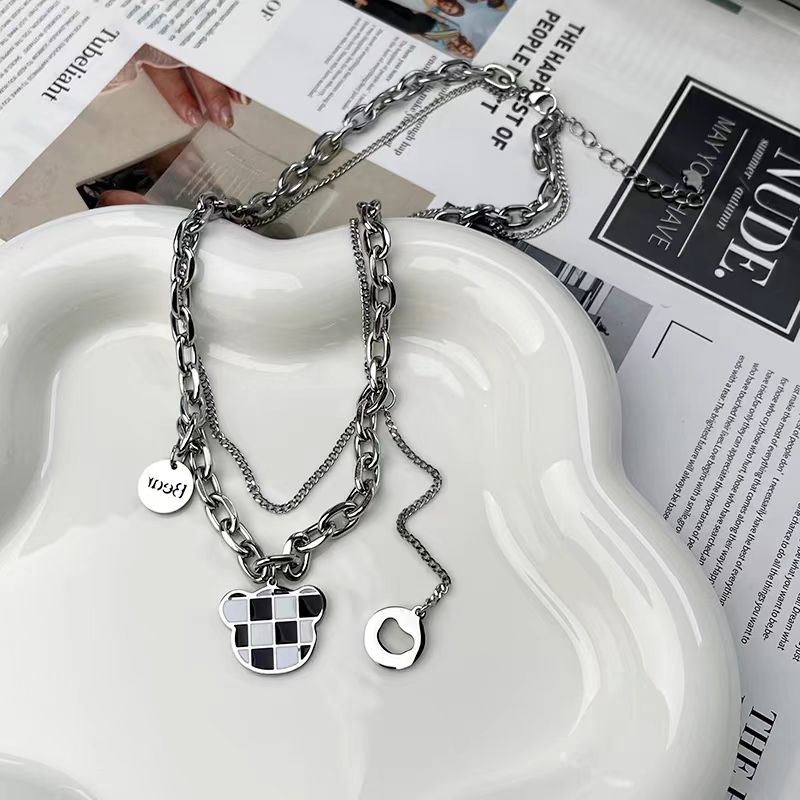 Wholesale Fashionable Face Titanium Steel Multi Layer Chain Necklace For Children And Adults Boutique Resale