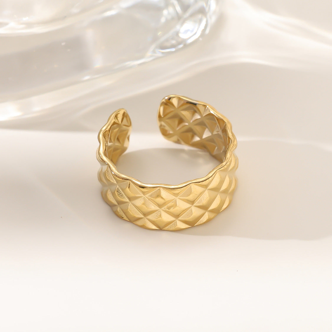 Wholesale Stainless steel gold-plated adjustable ring