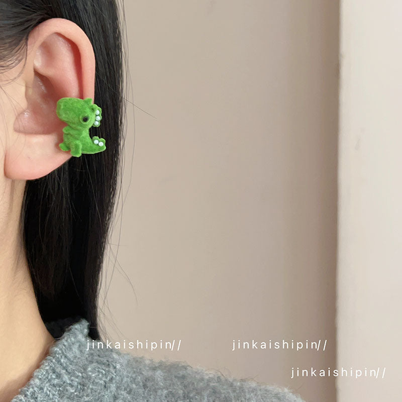 Wholesale Funny Cartoon Flocked Dinosaur Earrings