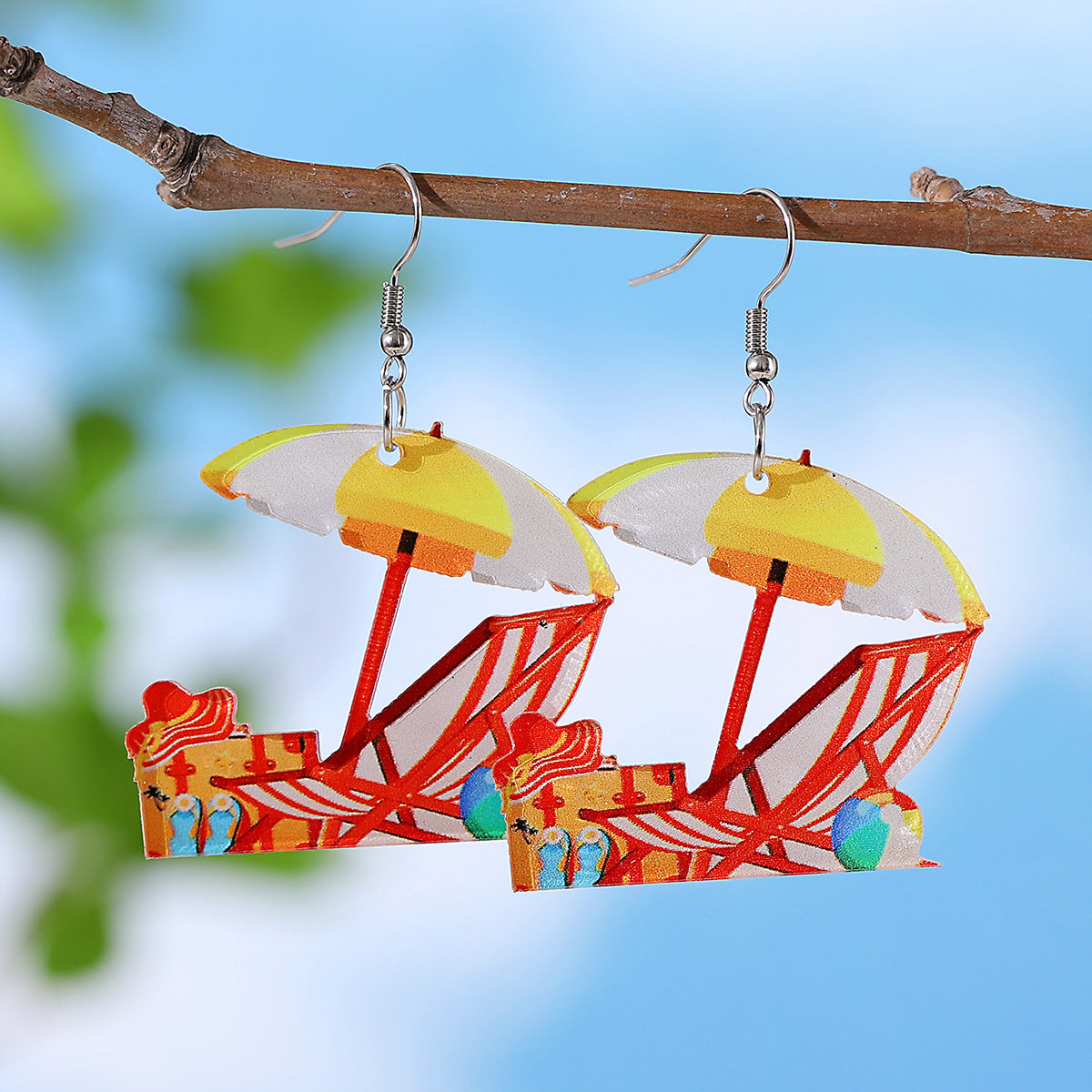 Wholesale  Holiday Style Colorful Tropical Palm Tree Coconut Tree Sun Acrylic  Earrings