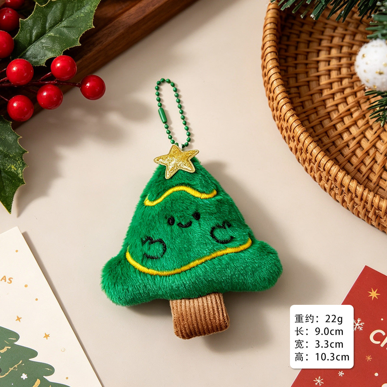 Wholesale Plush Christmas Tree Keychain Ornament Cartoon Festive Pendant For Backpack Bag Charm Holiday Gift Accessory