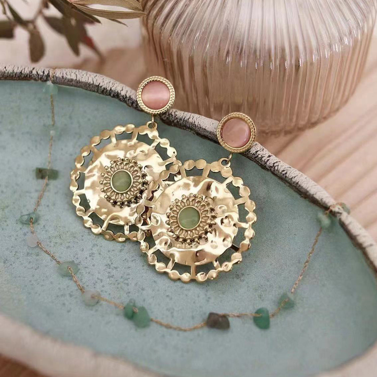 Wholesale Natural Stone Earrings Titanium Steel Earrings ACC-ES-Yachan003