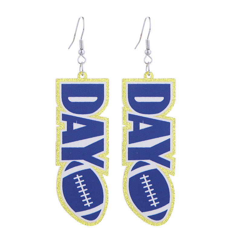 Wholesale acrylic printed super bowl featured football series creative letter earrings
