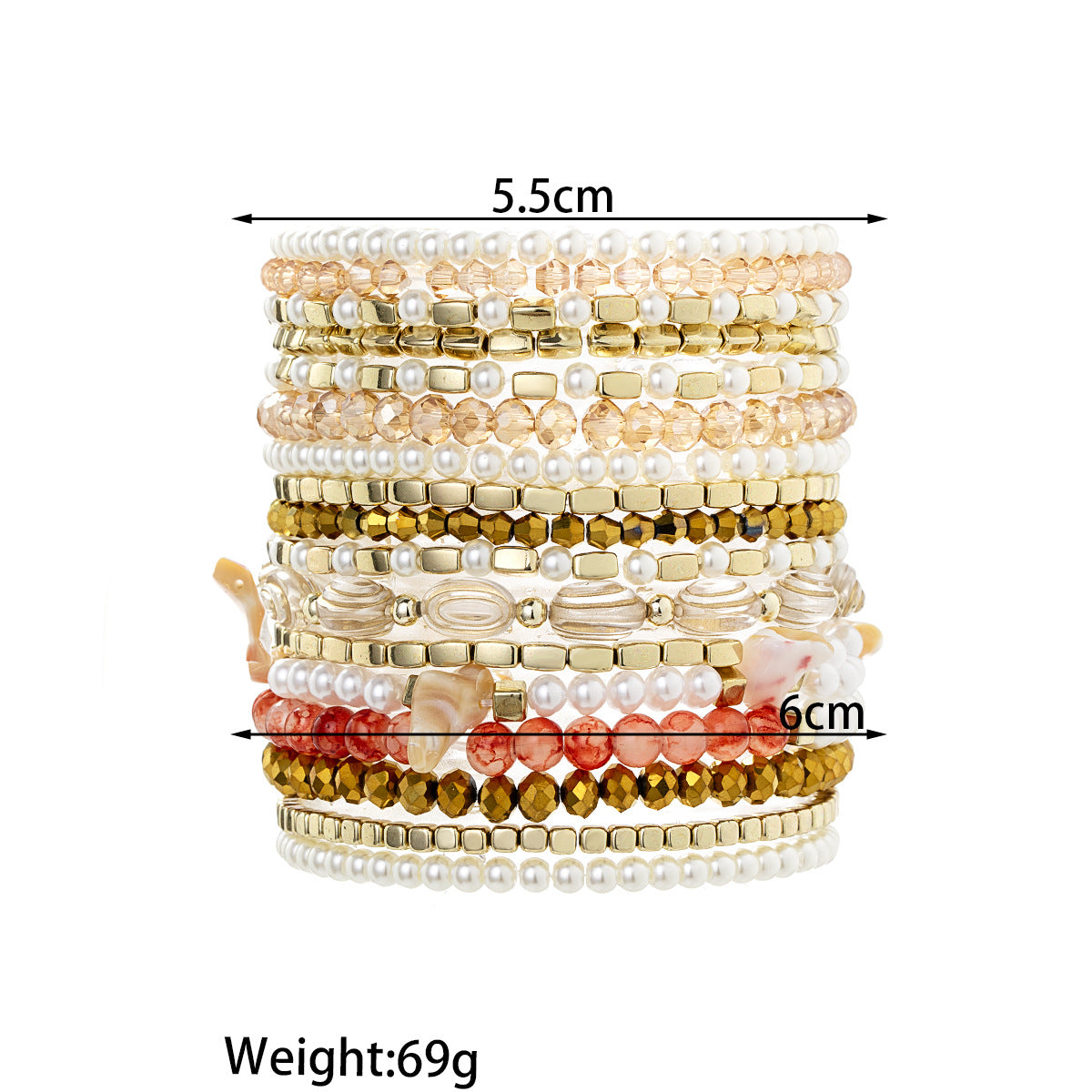 Wholesale Retro ethnic style glass pearl crystal acrylic CCB multi-piece bracelet set