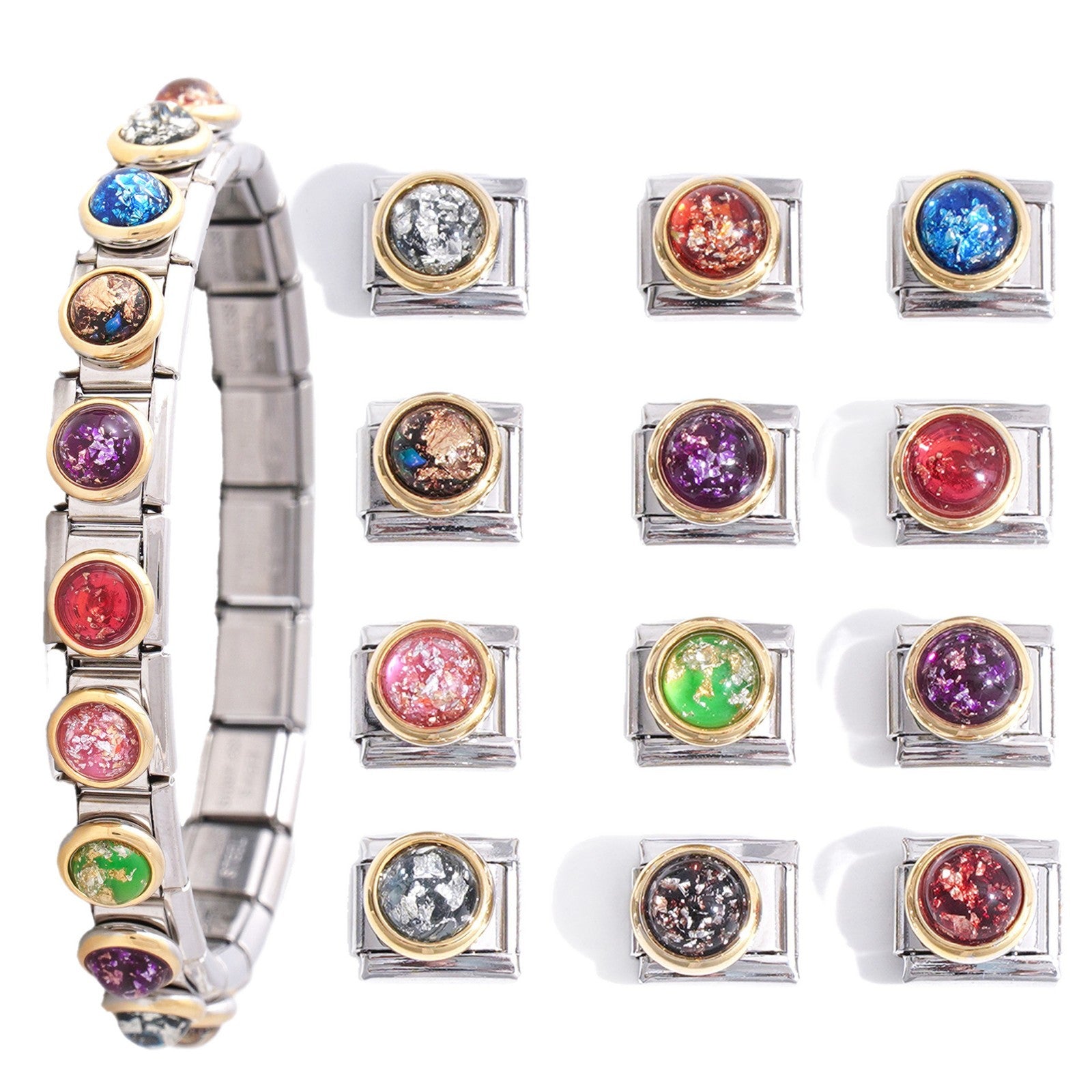 Wholesale  9mm Italian Charm Starter Bracelets DIY square Single Section Creative Stainless Steel Composable Bracelet