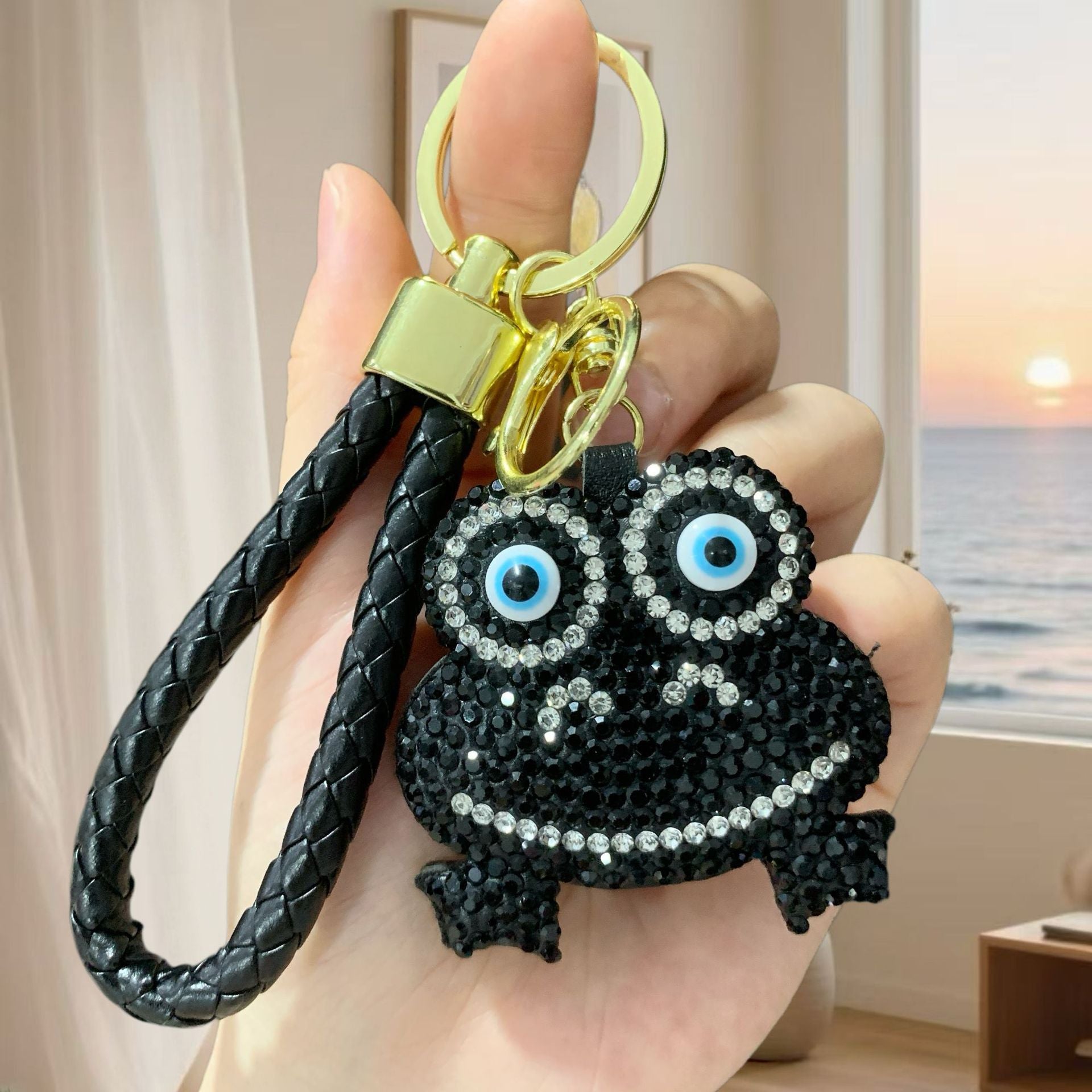 Wholesale Rhinestone Frog Keychain Full Diamond Leather Pendant Wedding Gift Fashion Accessory