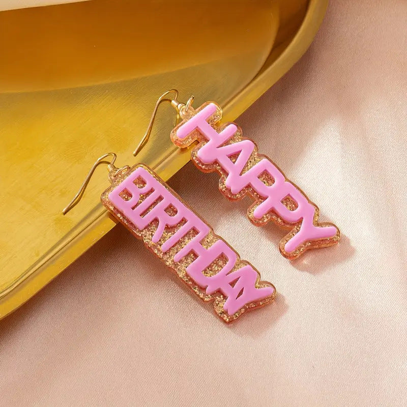 Wholesale  Creative HAPPY BIRTHDAY English Letter Earrings