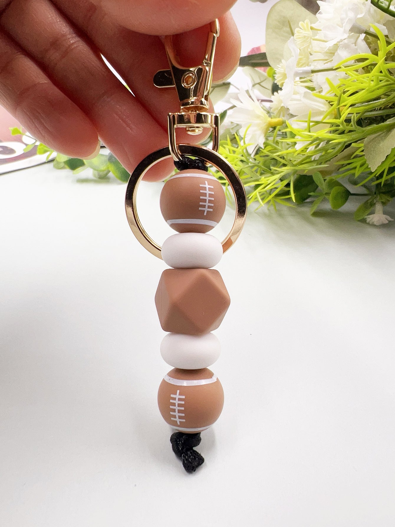 Wholesale Sports Ball Football Basketball Rugby Silicone Beaded Keychain ACC-KC-JiuYa011