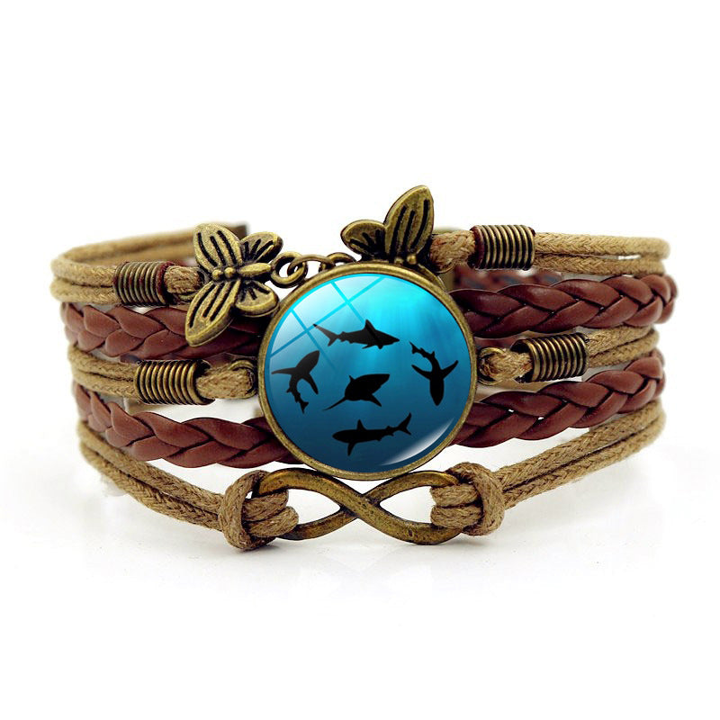 Wholesale  Turtle Dolphin Time Gem Bracelet Unlimited Symbol Butterfly Multi-layer Hand Rope