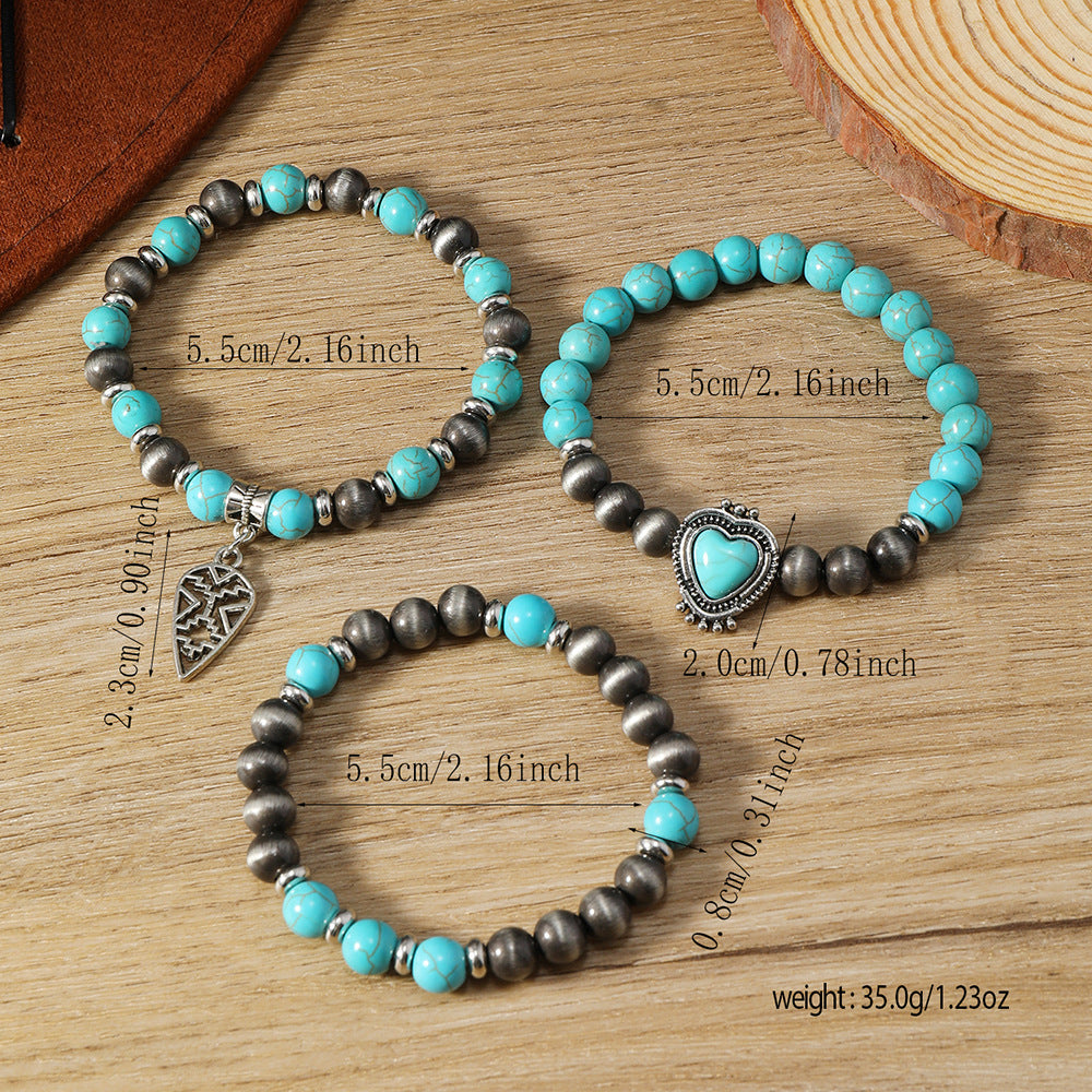 Wholesale Love Heart Bohemian Turquoise Multilayer Bracelet