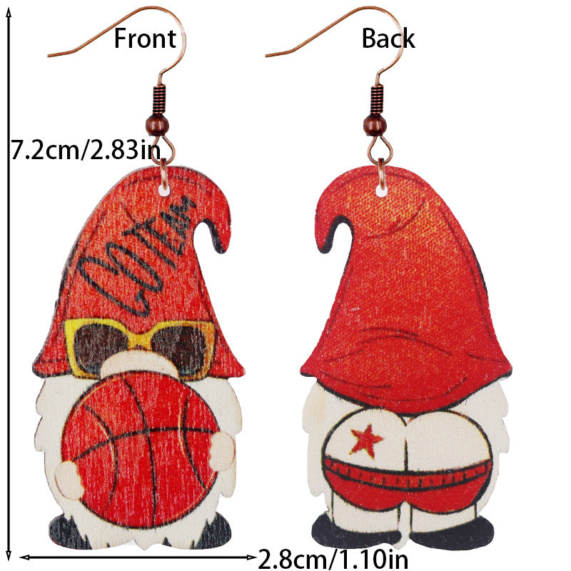 Wholesale Dwarf Dwarf Baseball Golf Rugby Football Wood Earrings ACC-ES-WeiAn003