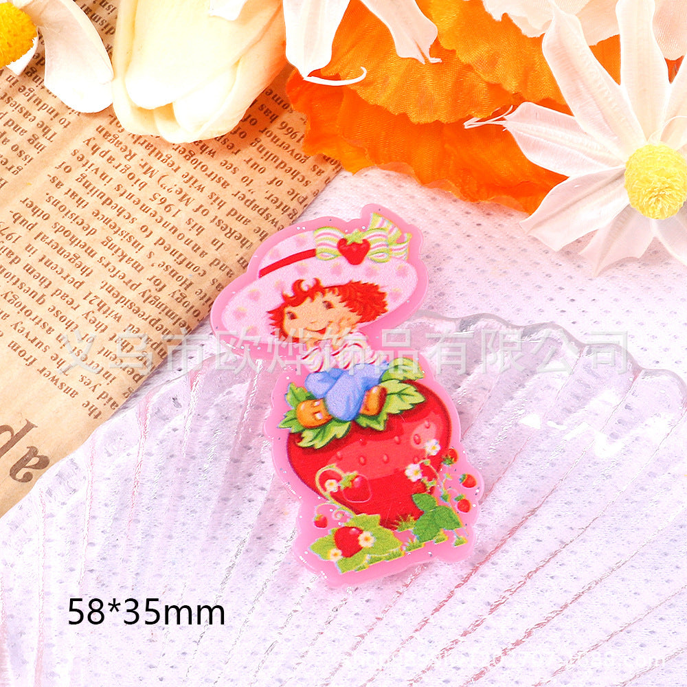 Wholesale 10pcs DIY Flatback Cartoon Rainbow Girl Acrylic Flatback Badge Reels Retractable Keychain DIY Accessories