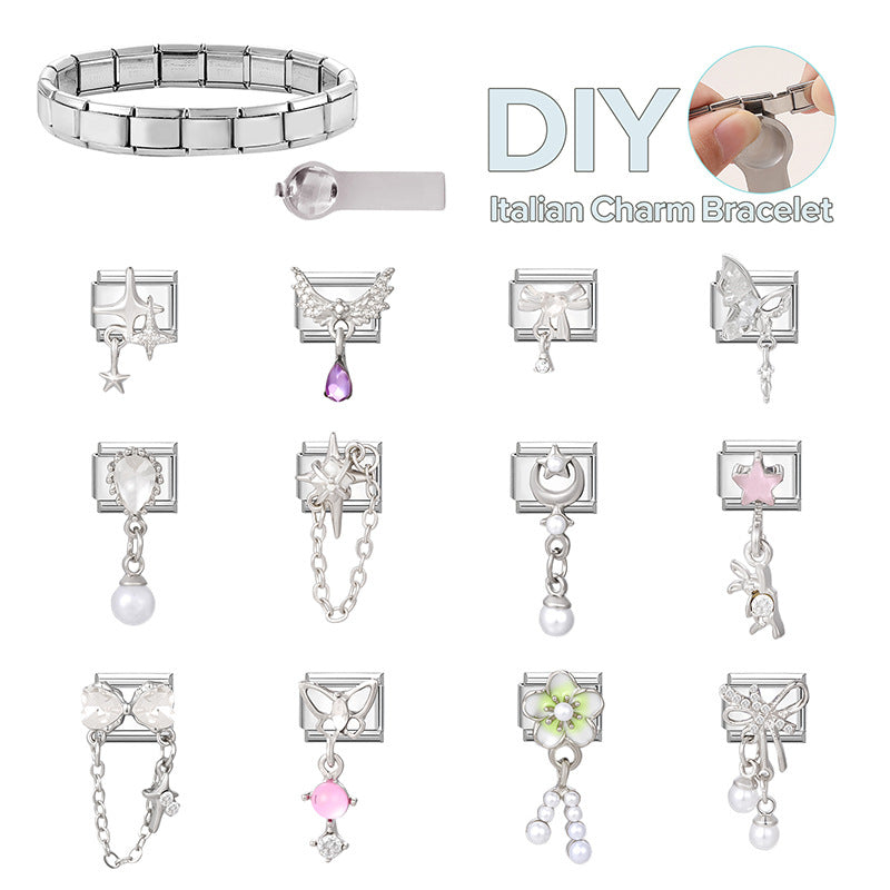 Wholesale Italian Charm Bracelet 9mm DIY Splicing Cute Creative Pendant Stainless Steel Composable Bracelet