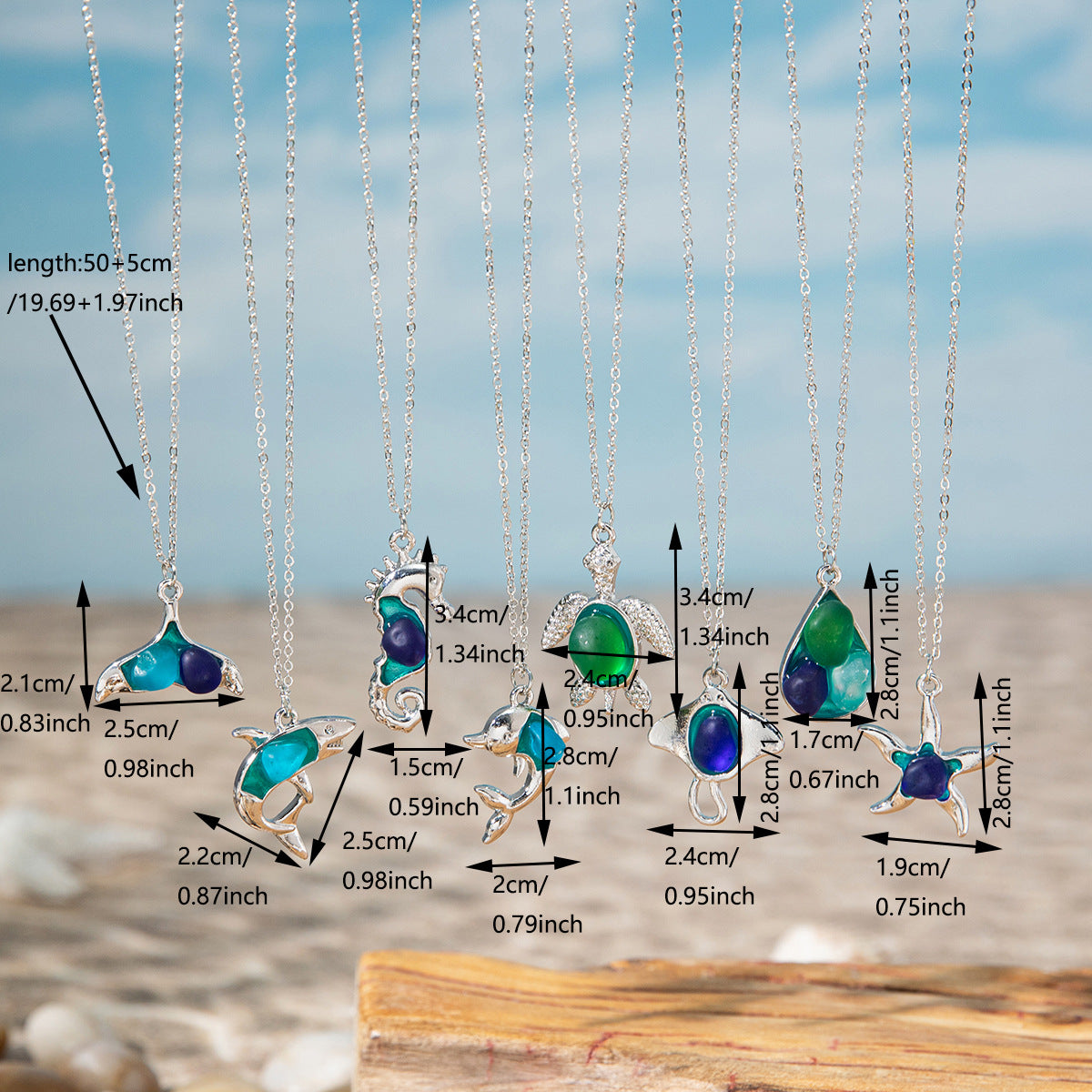 Wholesale Ocean Style Beach Sea Glass Necklace