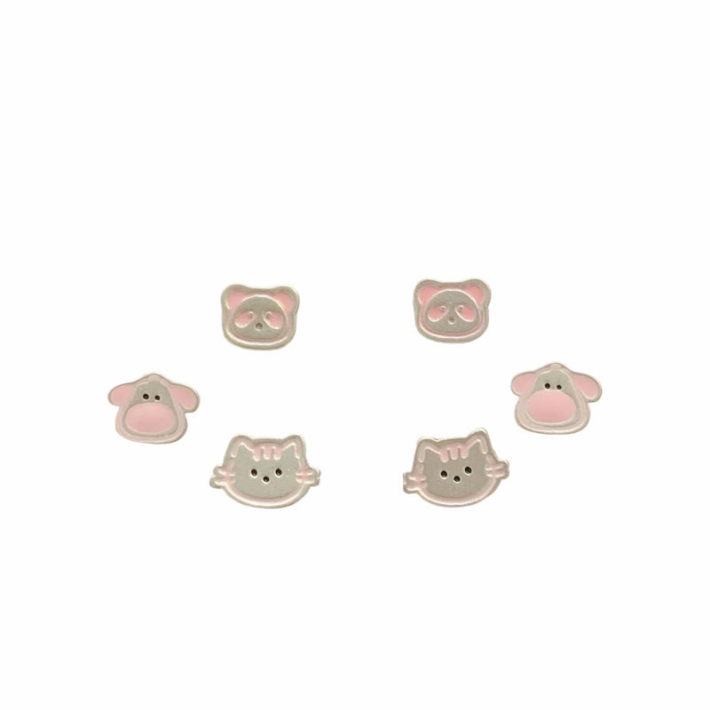 Wholesale Silver Cat Fishing Earrings Silver Needle,   Cartoon Oil Drop Puppy Design Stud Earrings