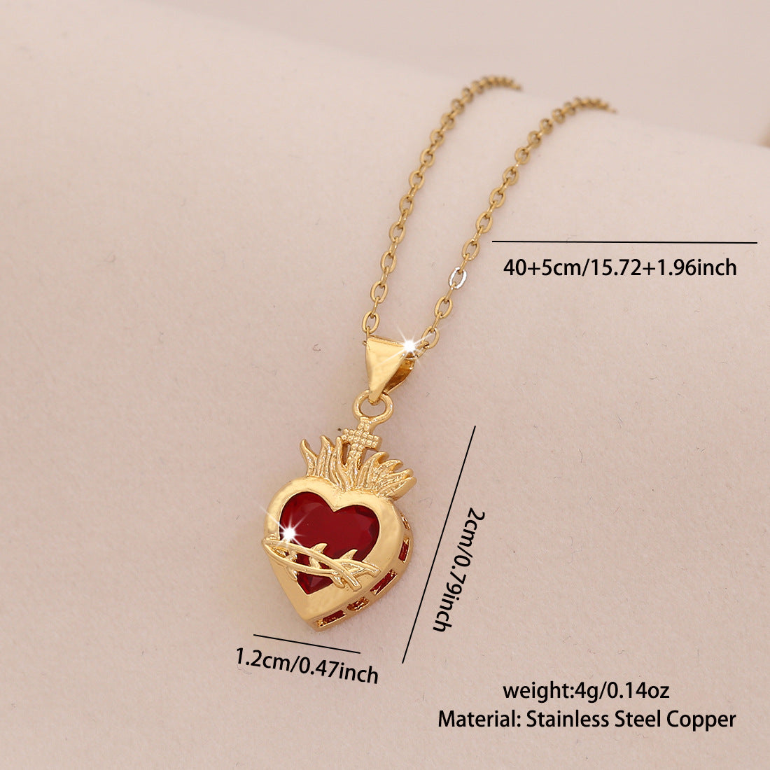 Wholesale Red Heart Light Luxury Stainless Steel Clavicle Necklace