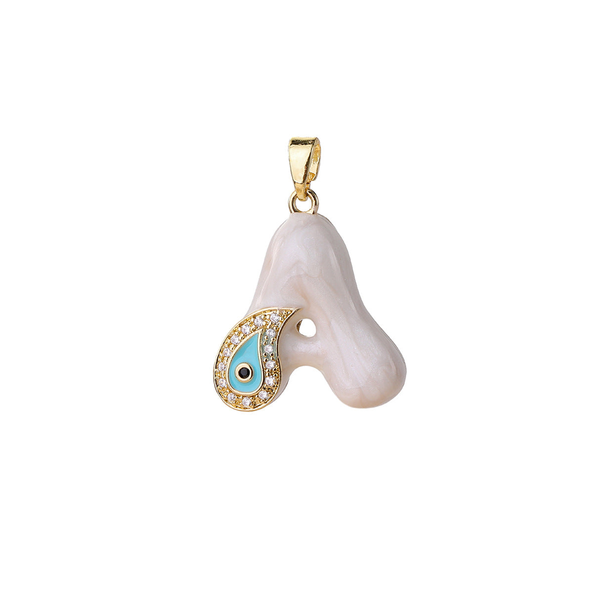 Wholesale Evil Eye Letter Pendant 16K Gold Plated Copper With Zircon Fashion Decorative Accessory DIY Jewelry Charm Boutique Gift Resale