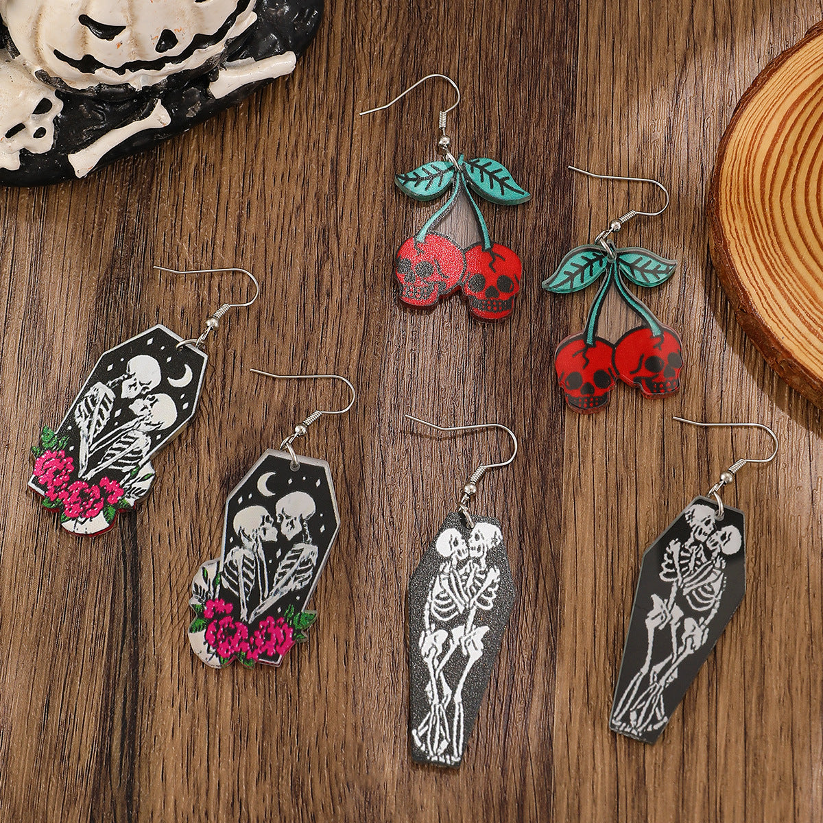 Wholesale Acrylic Cartoon Earrings  Cherry Skull Frog Fashion Accessory