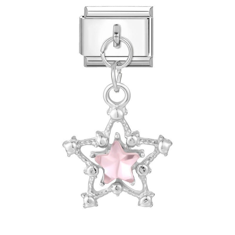 Wholesale  Italian Charm Bracelet 9mm DIY  Star Pendant Creative Stainless Steel Composable Bracelet