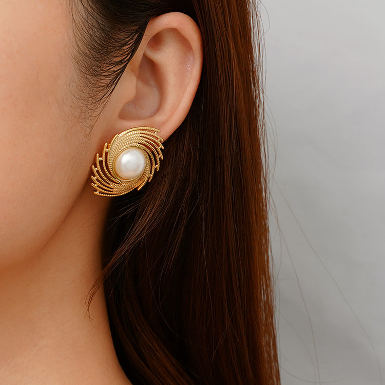 Wholesale Light Luxury Pleated Whirlwind Earrings ACC-ES-MuShan041