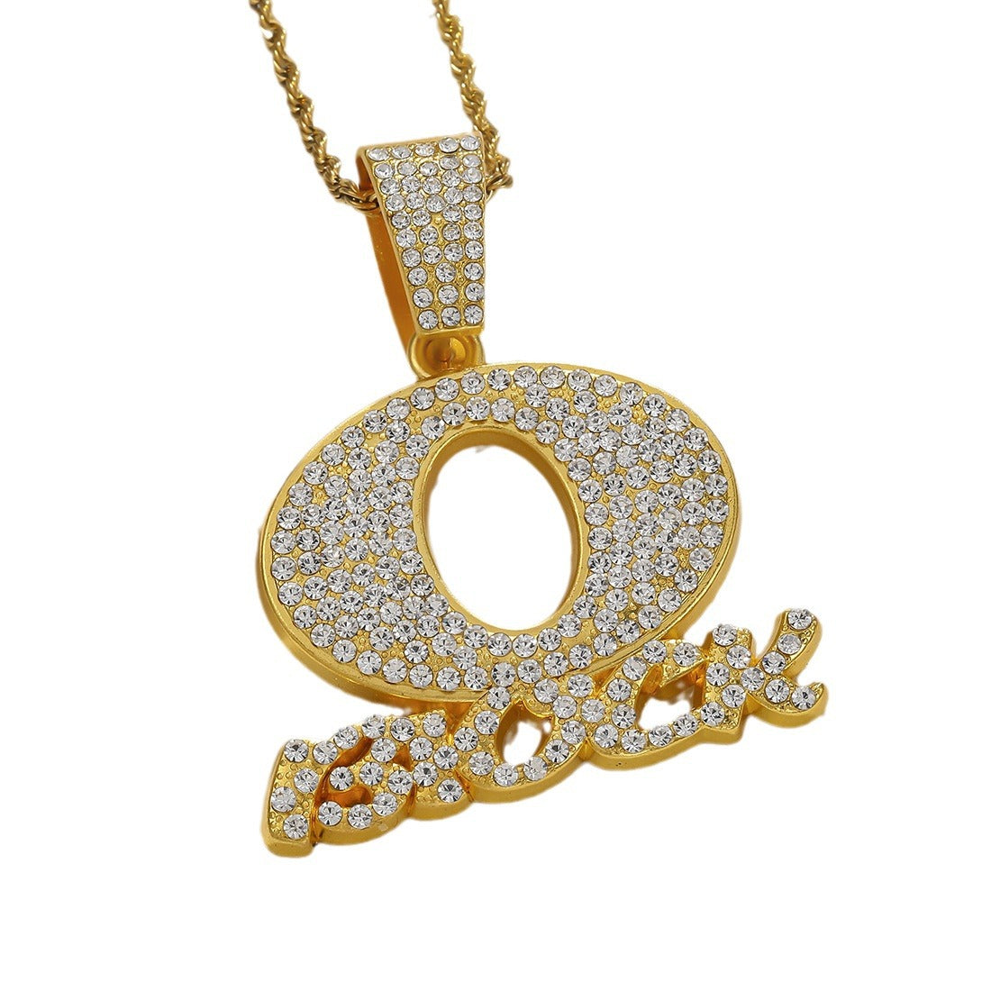 Wholesale Men's Hip-hop Style Letter Pendant Necklace Inlaid with Diamonds Cuban Chain Necklace ACC-NE-MeiWeite007